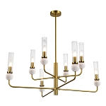 Люстра с 8-ю плафонами в форме стеклянных трубок и мраморных декоративных элементов Montreal варинант исполнения - 9 | Loft Concept в Брянске