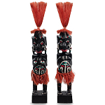 Комплект из 2-х деревянных статуэток Asmat Red Straw Headdress Statuettes варинант исполнения - 1 | Loft Concept в Брянске