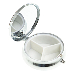 Таблетница карманная круглая с 3-мя отделениями с зеркалом и накладкой из натурального камня Жадеит Silver Stone Pillboxes варинант исполнения - 2 | Loft Concept в Брянске