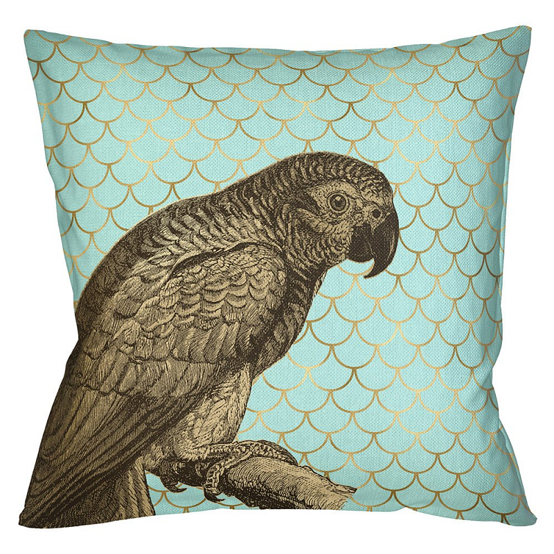 Подушка Safari light blue parrot Бирюзовый Глянцевое золото Подушка Safari light blue parrot Бирюзовый Глянцевое золото в Брянске | Loft Concept