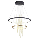 Люстра подвесная с 2-мя круглыми подвесами в черном и золотистом цвете и вертикальными подвесками Ring Horizontal варинант исполнения - 2 | Loft Concept в Брянске