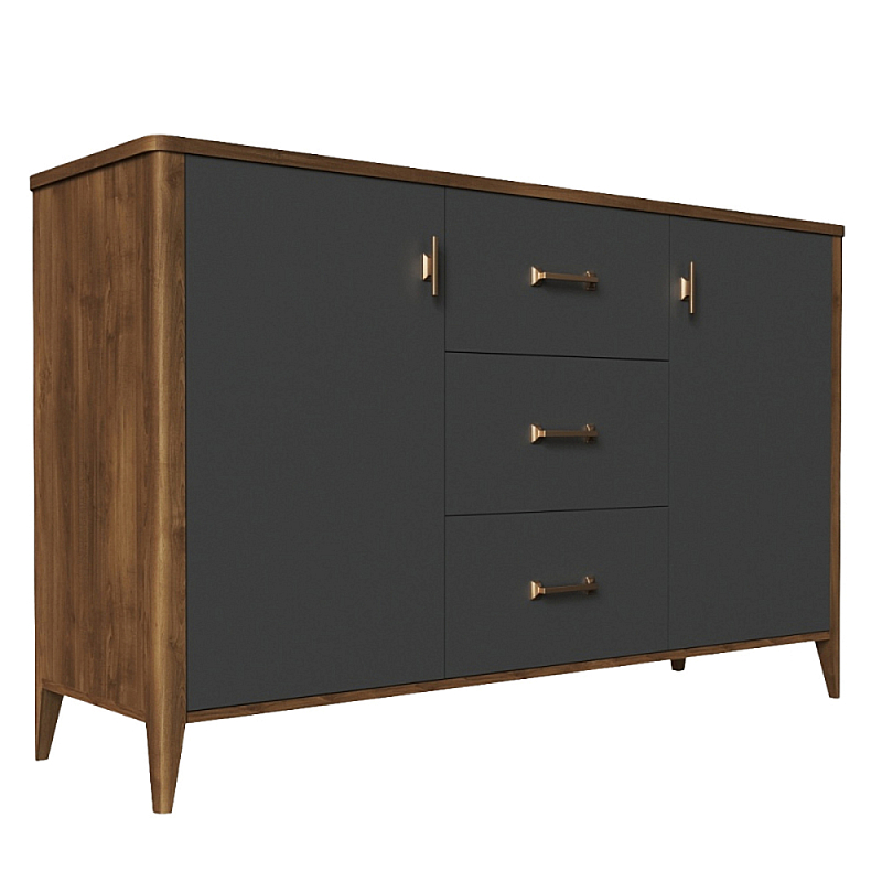 Комод с тремя ящиками и дверцами из массива бука Tasteful Furniture Серый Комод с тремя ящиками и дверцами из массива бука Tasteful Furniture Серый в Брянске | Loft Concept