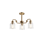 Люстра цвета латунь с 3-мя прозрачными стеклянными плафонами Kichler варинант исполнения - 3 | Loft Concept в Брянске