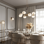 Подвесной светильник с шарообразным плафоном из белого стекла с подвеской из камня и кисточкой Agatelle варинант исполнения - 5 | Loft Concept в Брянске