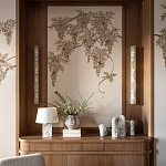 Обои с вышивкой ручной работы Deco Wisteria ﻿Midas colourway on Liso Pearl wool sateen варинант исполнения - 4 | Loft Concept в Брянске