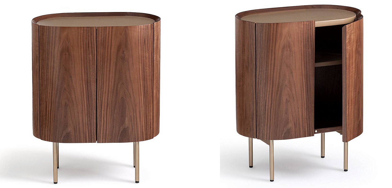 Тумба округлой формы Walnut and Leather массив ореха и столешница из натуральной кожи Тумба округлой формы Walnut and Leather массив ореха и столешница из натуральной кожи - Loft-Concept в Брянске