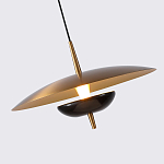 Подвесной светильник с золотым металлическим плафоном округлой формы и декоративным элементом из чёрного мрамора Midnight Grace  варинант исполнения - 2 | Loft Concept в Брянске