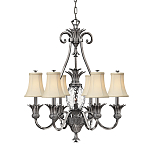 Люстра с 7-ю кремовыми текстильными абажурами Hinkley варинант исполнения - 1 | Loft Concept в Брянске