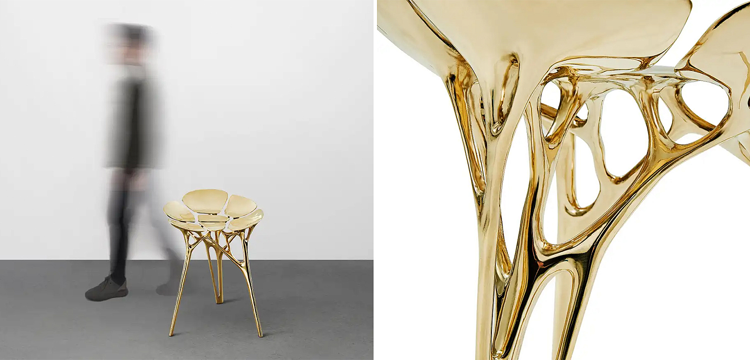 Барный стул Lotus Stool Side Table Gold Organic Form Барный стул Lotus Stool Side Table Gold Organic Form - Loft-Concept в Брянске