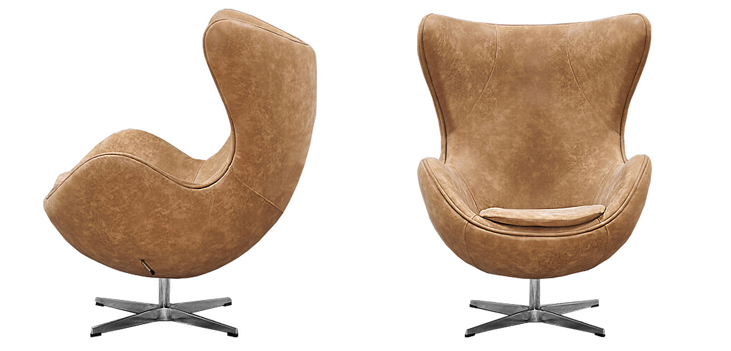 Кресло яйцо Egg Chair коричневая винтажная кожа Кресло яйцо Egg Chair коричневая винтажная кожа - Loft-Concept в Брянске