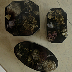 Шкатулка из эпоксидной смолы с цветами черная Epoxy Resin Oval Box Black варинант исполнения - 5 | Loft Concept в Брянске