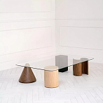 Дизайнерский журнальный стол с прозрачной столешницей и ножками в форме геометрических фигур Pytusin варинант исполнения - 1 | Loft Concept в Брянске