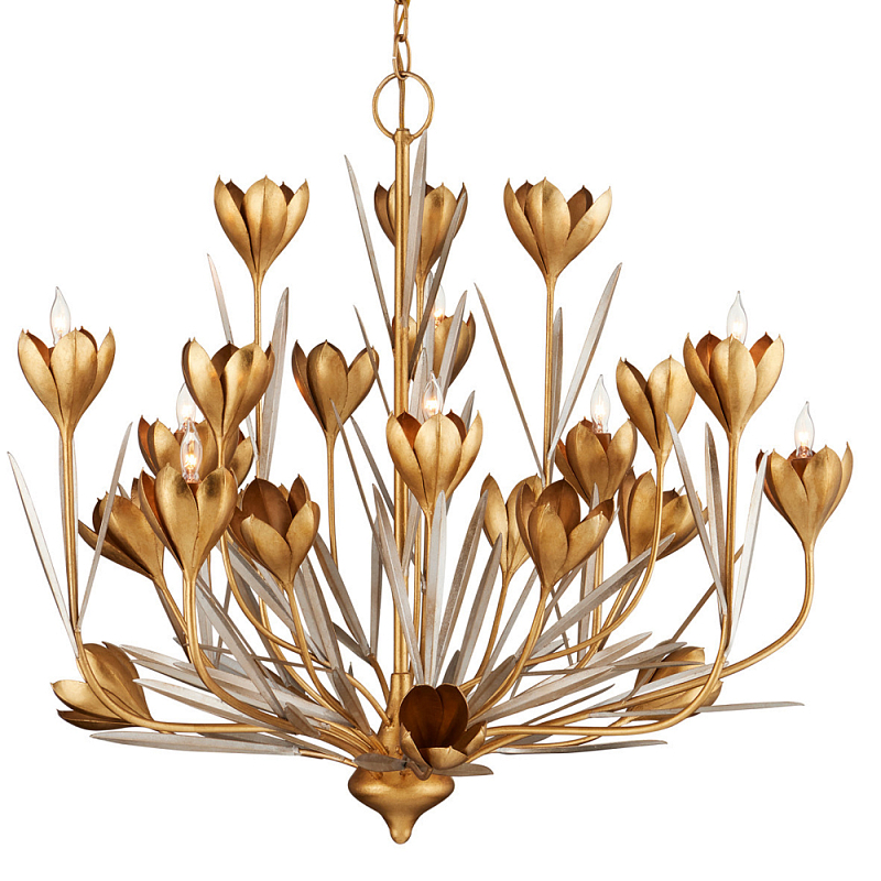 Люстра золотого цвета в виде цветков крокуса Hanging Flowers Золотой в Брянске | Loft Concept 