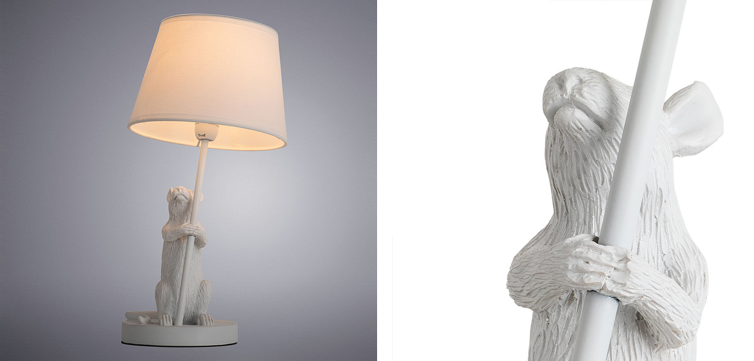 Настольная лампа White Mouse holding a lamp Настольная лампа White Mouse holding a lamp - Loft-Concept в Брянске