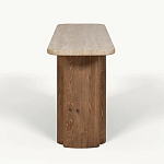 Консоль с овальной столешницей и фактурным деревянным основанием Enzo варинант исполнения - 1 | Loft Concept в Брянске