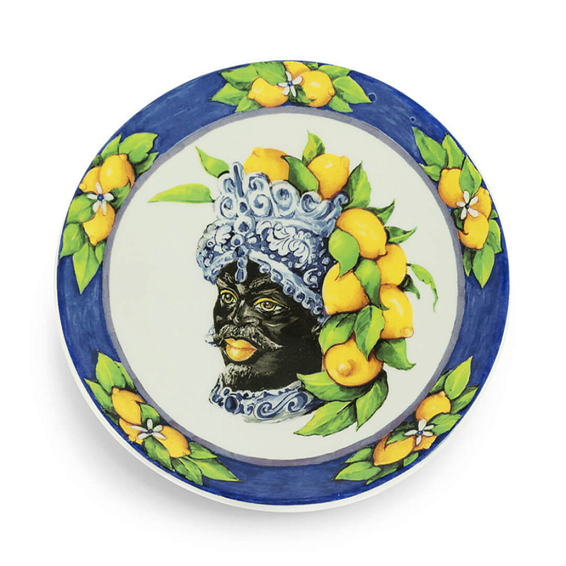 Тарелка Abhika PLATE MORO HEAD SMALL D 15,5 Blue Темно-синий Желтый Тарелка Abhika PLATE MORO HEAD SMALL D 15,5 Blue Темно-синий Желтый в Брянске | Loft Concept