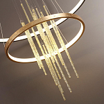 Люстра подвесная с 2-мя круглыми подвесами в черном и золотистом цвете и вертикальными подвесками Ring Horizontal варинант исполнения - 3 | Loft Concept в Брянске