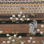 Обои ручная роспись The Art of Learning and Steps for the Flowers by Teo Yang Special Colourway on purple painted Xuan paper варинант исполнения - 2 | Loft Concept в Брянске