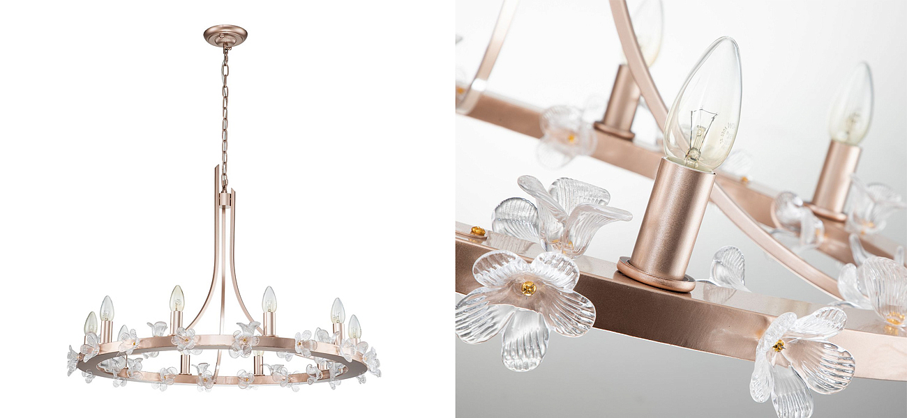 Люстра с декором из стеклянных цветов Myosotis - Loft-Concept в Брянске