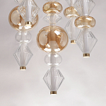 Люстра с плафонами из прозрачного и янтарного стекла в виде шаров и ромбов Gabriel Scott Luna варинант исполнения - 10 | Loft Concept в Брянске