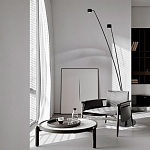 Торшер с изогнутой черной металлической стойкой и цилиндрическим плафоном Davide Groppi варинант исполнения - 7 | Loft Concept в Брянске