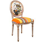 Стул бежевый в разноцветную полоску из натурального бука с изображением птиц и цветов Blooming Birds Colorful Stripes Chair варинант исполнения - 2 | Loft Concept в Брянске