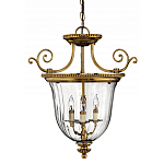 Люстра подвесная цвета латунь с прозрачным стеклянным плафоном и тремя лампами в классическом стиле на цепи Hinkley варинант исполнения - 1 | Loft Concept в Брянске