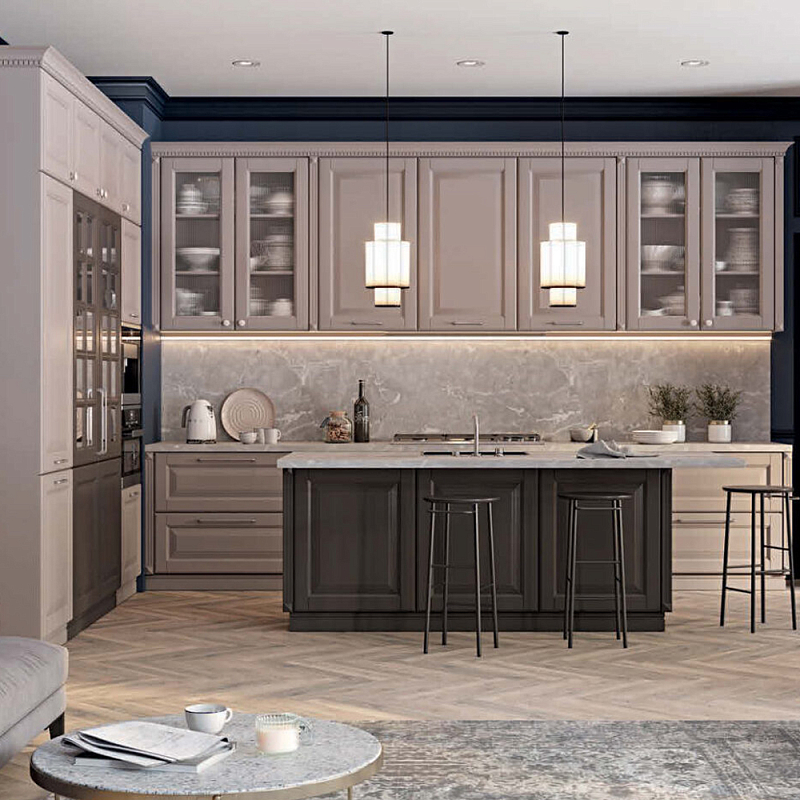 Угловая кухня с островом из массива дерева Amaline Kitchen Set Бежевый Коричневый Угловая кухня с островом из массива дерева Amaline Kitchen Set Бежевый Коричневый в Брянске | Loft Concept