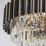 Люстра из черного металла с многоярусными подвесками из прозрачного хрусталя на золотой цепи Empire Black Chandelier Crystal варинант исполнения - 5 | Loft Concept в Брянске