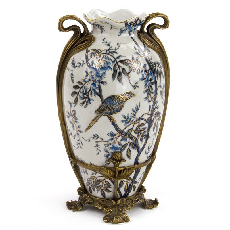 Ваза Blue and Bronze Bird Белый Бронза Синий Ваза Blue and Bronze Bird Белый Бронза Синий в Брянске | Loft Concept