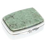 Таблетница карманная прямоугольная с 2-мя отделениями с зеркалом и накладкой из натурального камня Жадеит Silver Stone Pillboxes варинант исполнения - 1 | Loft Concept в Брянске