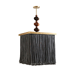 Люстра квадратная с бахромой и подвесом из деревянных бусин Psyche варинант исполнения - 1 | Loft Concept в Брянске