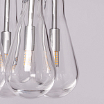 Люстра с 7-ю прозрачными плафонами из стекла в форме капли на круглом потолочном основании цвета хром Lucid Rain  варинант исполнения - 8 | Loft Concept в Брянске