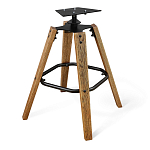 Барный стул со спинкой и металлической подставкой на 4-х деревянных ножках Бежевый Велюр Vendramin Chair варинант исполнения - 9 | Loft Concept в Брянске