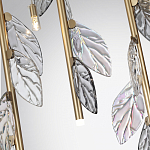 Люстра с золотистыми трубками и прозрачными стеклянными листьями на подвесах Sylva  варинант исполнения - 7 | Loft Concept в Брянске