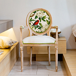 Стул с подлокотниками золотистый из бука с изображением птиц и цветов Blooming Red Birds варинант исполнения - 3 | Loft Concept в Брянске