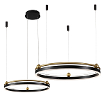 Люстра подвесная с двумя кольцами черного и золотого цвета Ring Horizontal варинант исполнения - 2 | Loft Concept в Брянске