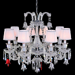 Люстра с 8-ю белыми текстильными абажурами и хрустальными подвесками Lustre Reverie варинант исполнения - 1 | Loft Concept в Брянске