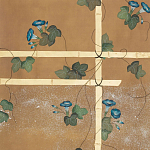 Обои ручная роспись Morning Glory Original colourway on gold metallic silk варинант исполнения - 2 | Loft Concept в Брянске