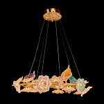 Люстра круглая на золотом каркасе с птичками и цветочным декором Miscellaneous herbs варинант исполнения - 1 | Loft Concept в Брянске