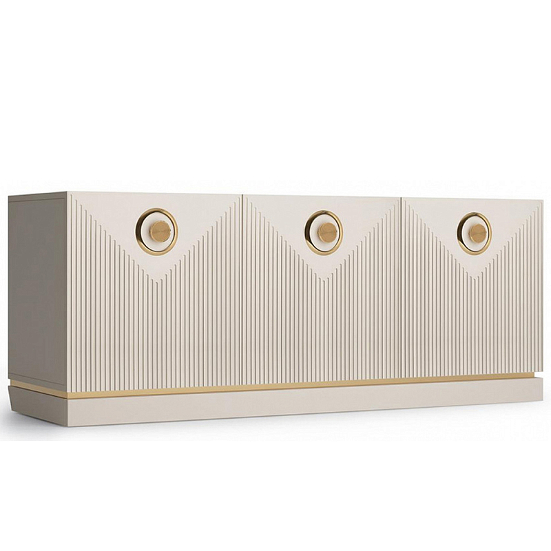 ТВ-тумба с 3-мя фактурными дверцами Satin Furniture Бежево-серый ТВ-тумба с 3-мя фактурными дверцами Satin Furniture Бежево-серый в Брянске | Loft Concept
