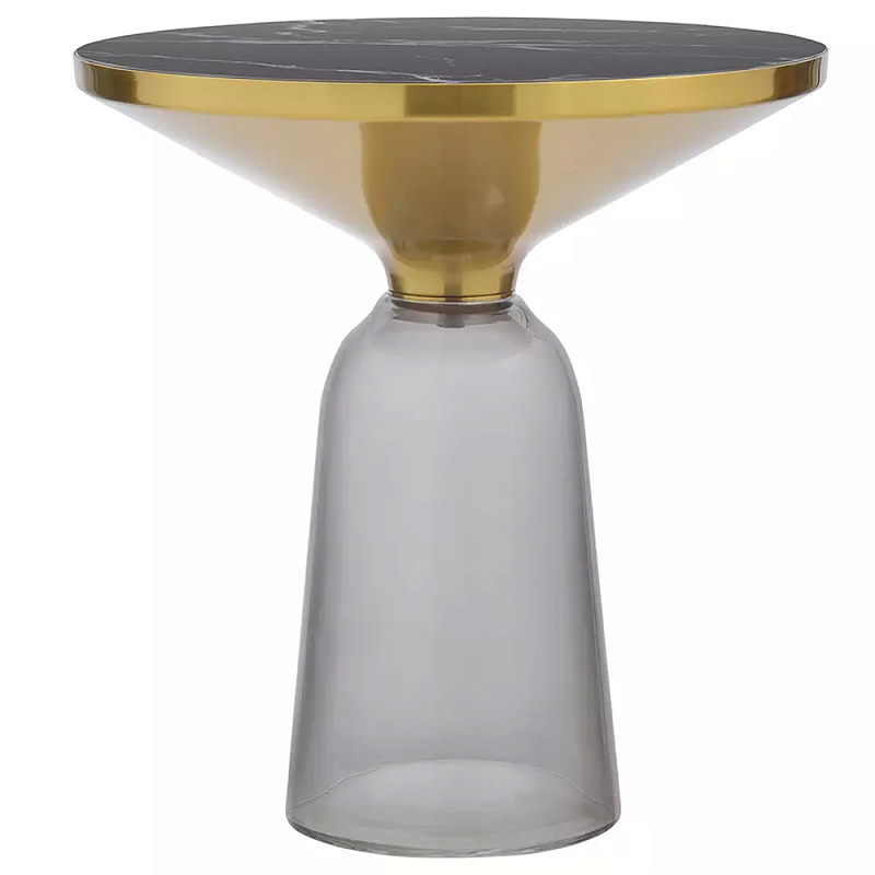 Кофейный столик с круглой стеклянной столешницей с мраморным узором Round Gray Table with Pattern Серый Черный Кофейный столик с круглой стеклянной столешницей с мраморным узором Round Gray Table with Pattern Серый Черный в Брянске | Loft Concept