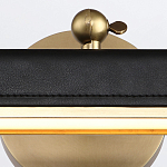 Светильник для картин цвет винтажная латунь с прямоугольным плафоном из кожи черного цвета Alora варинант исполнения - 5 | Loft Concept в Брянске