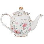 Чайник из фарфора белый с цветочным принтом Flower Porcelain Collection варинант исполнения - 1 | Loft Concept в Брянске