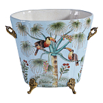 Кашпо из голубого фарфора с бронзовыми элементами Blue Garden варинант исполнения - 1 | Loft Concept в Брянске