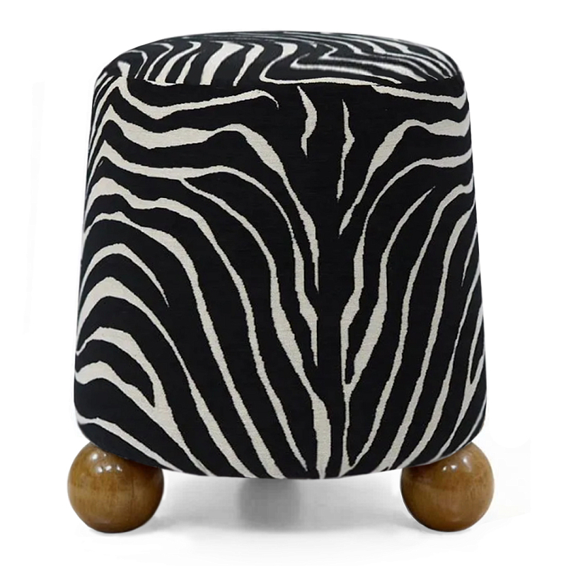 Пуф Wakonda обивка ZEBRA с Круглыми ножками  Черно-белый Коричневый в Брянске | Loft Concept 