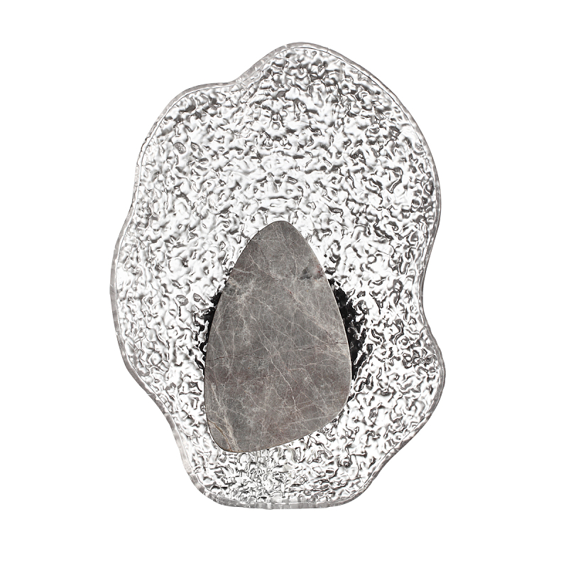 Бра с волнообразным стеклянным плафоном и вставкой из мрамора Liquid Stone Черный Прозрачное Стекло Серый Янтарный Коричневый Дымчатый (Smoke) в Брянске | Loft Concept 