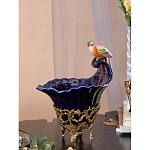 Чаша темно-синего цвета из фарфора с разноцветной птичкой Eden Garden porcelain and bronze варинант исполнения - 4 | Loft Concept в Брянске