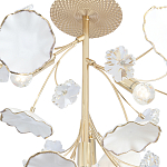 Потолочный светильник с золотыми ветвями и белыми лепестками на круглом рельефном основании Wintery flovers варинант исполнения - 2 | Loft Concept в Брянске