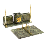 Настольный письменный набор из змеевика с гербом России Successful Leader варинант исполнения - 3 | Loft Concept в Брянске